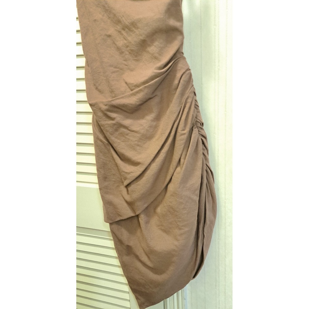 Jacquemus Brown Ruched‎ Asymmetrical Hem Spaghetti Strap Dress - Picture 8 of 16